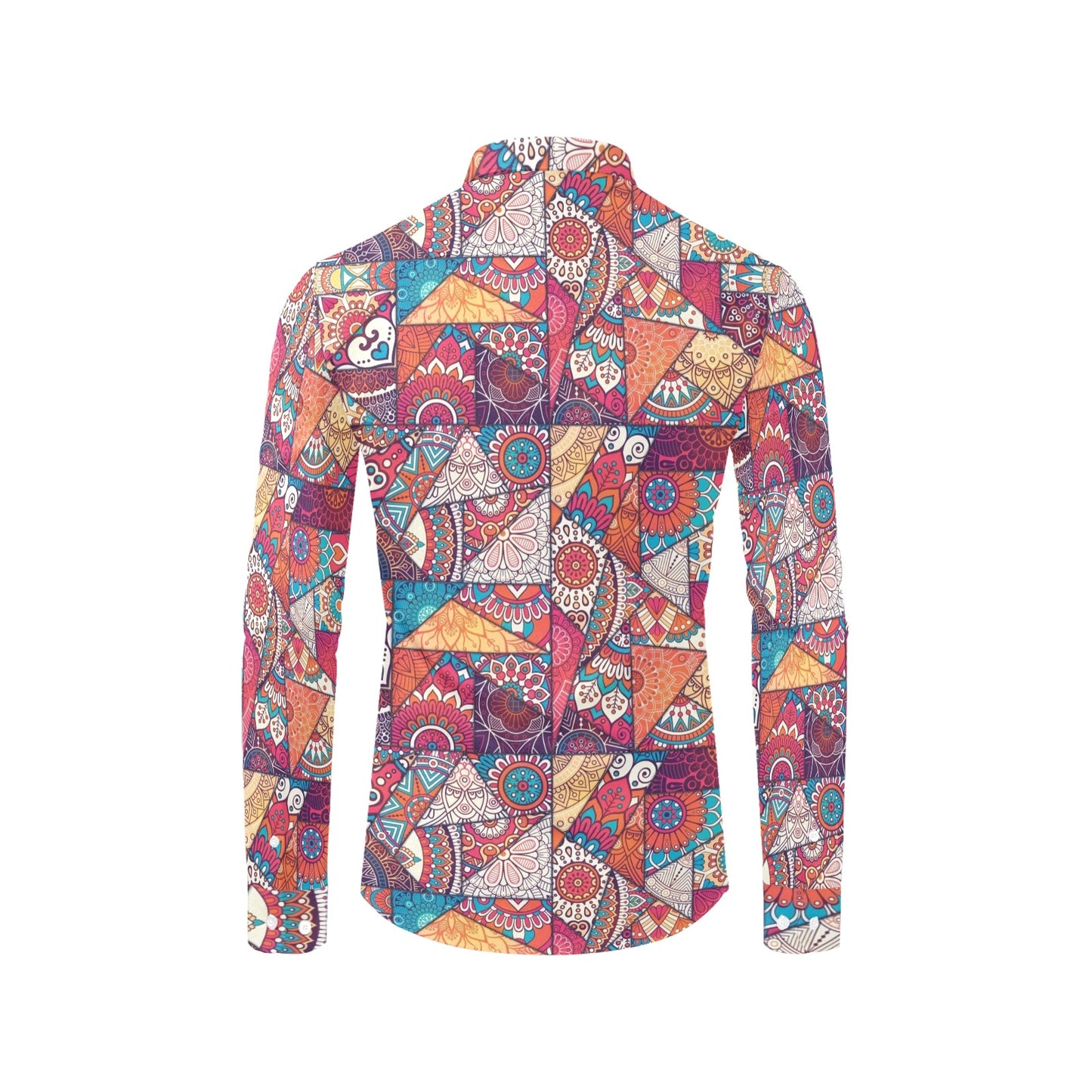 Patchwork Print Design LKS401 Men's Long Sleeve Dress Shirt