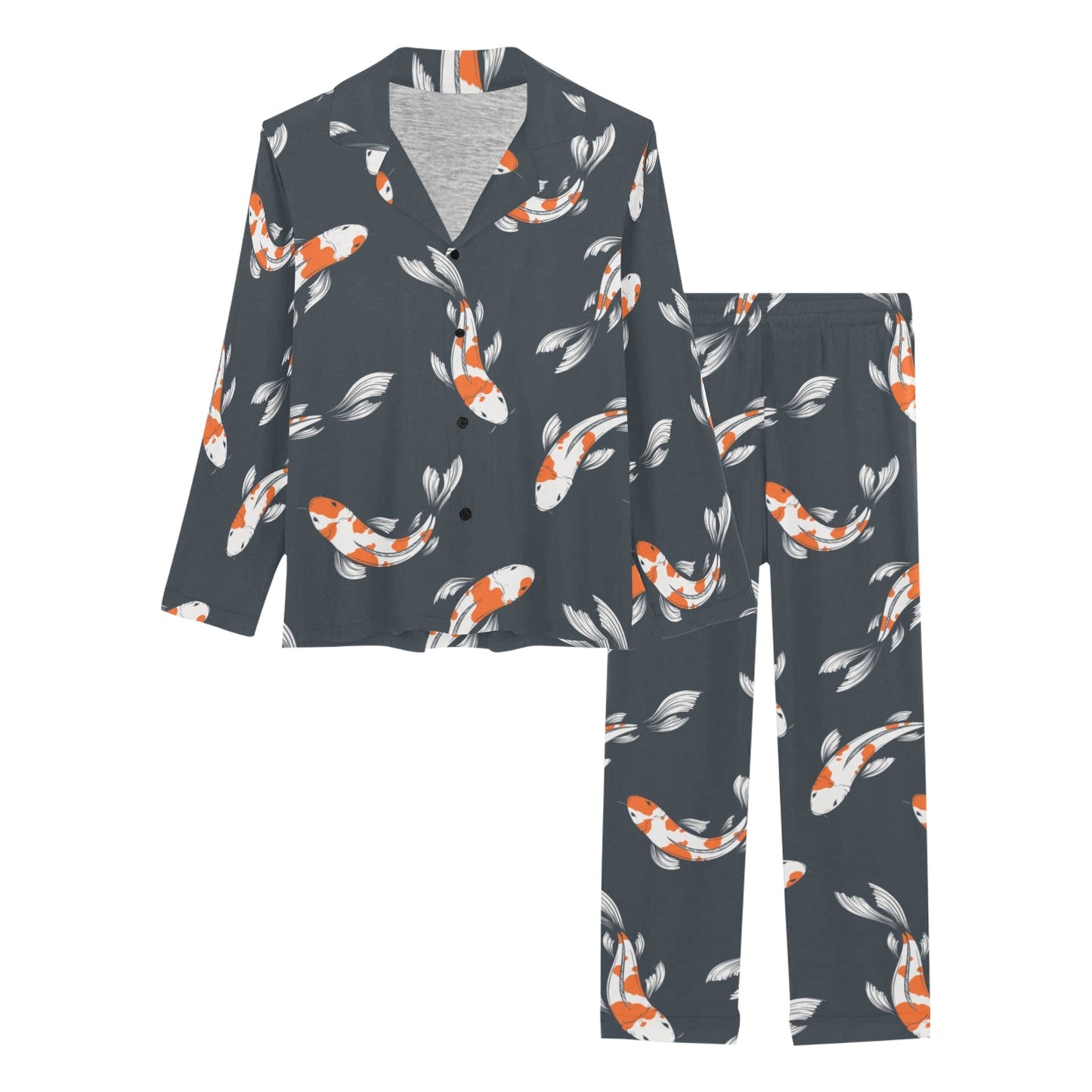 KOI Fish Pattern Print Design 04 Women's Long Pajama Set