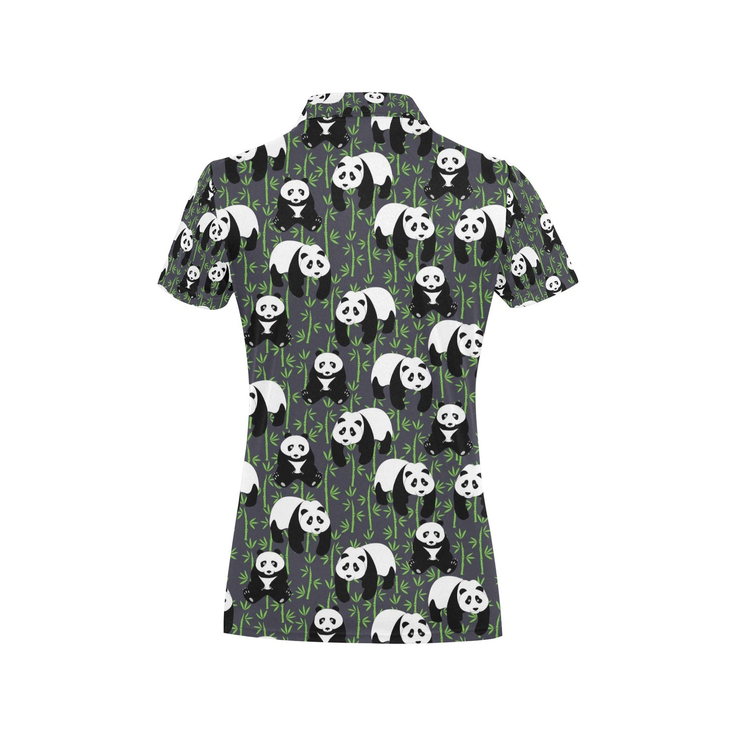 Panda Bear Bamboo Themed Print Women's Polo Shirt