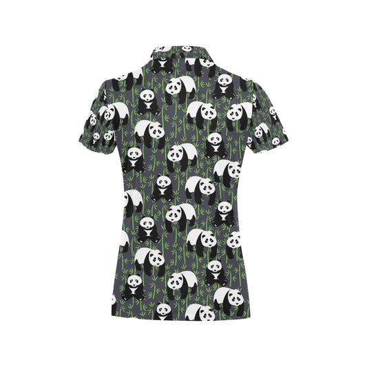 Panda Bear Bamboo Themed Print Women's Polo Shirt
