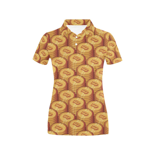 Bitcoin Pattern Print Design 02 Women's Polo Shirt