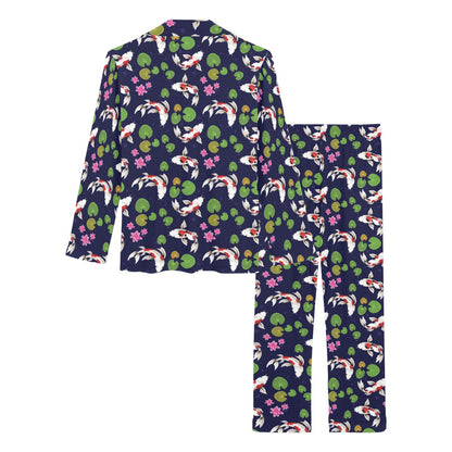 Koi Carp Pattern Design Themed Print Women's Long Pajama Set