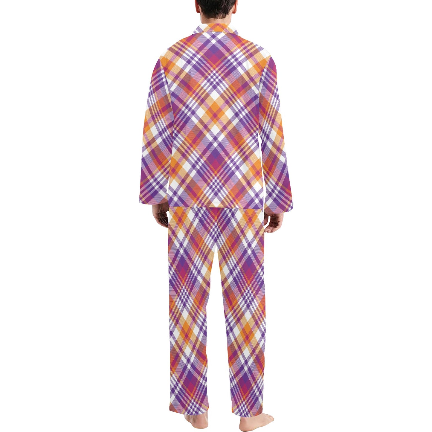 Madras Pattern Print Design 02 Men's Long Pajama Set