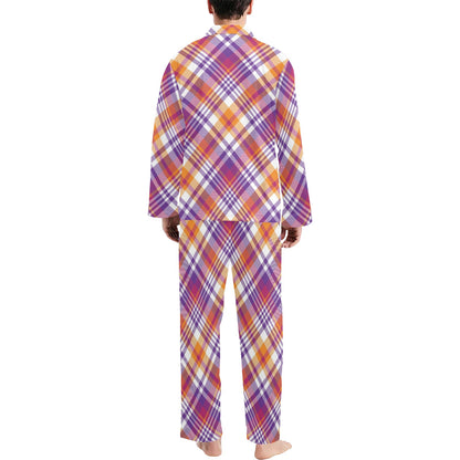 Madras Pattern Print Design 02 Men's Long Pajama Set