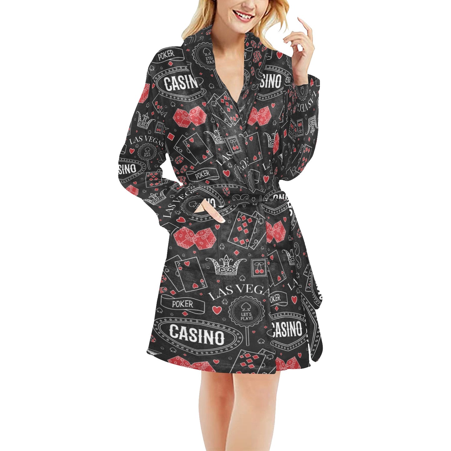 Casino Pattern Print Design 04 Women's Fleece Robe