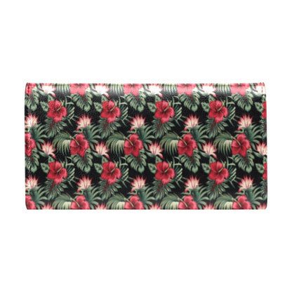 Flower Hawaiian Red Hibiscus Design Print Women's Trifold Wallet