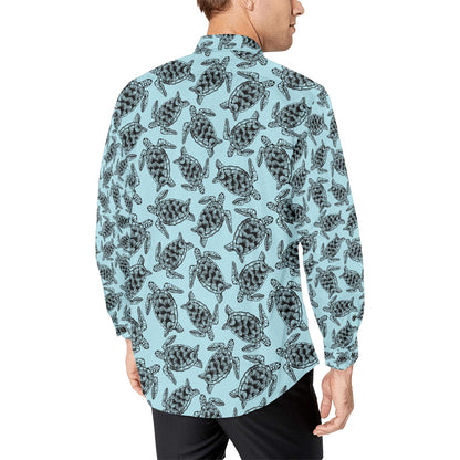 Sea Turtle Print Design LKS3010 Men's Long Sleeve Dress Shirt