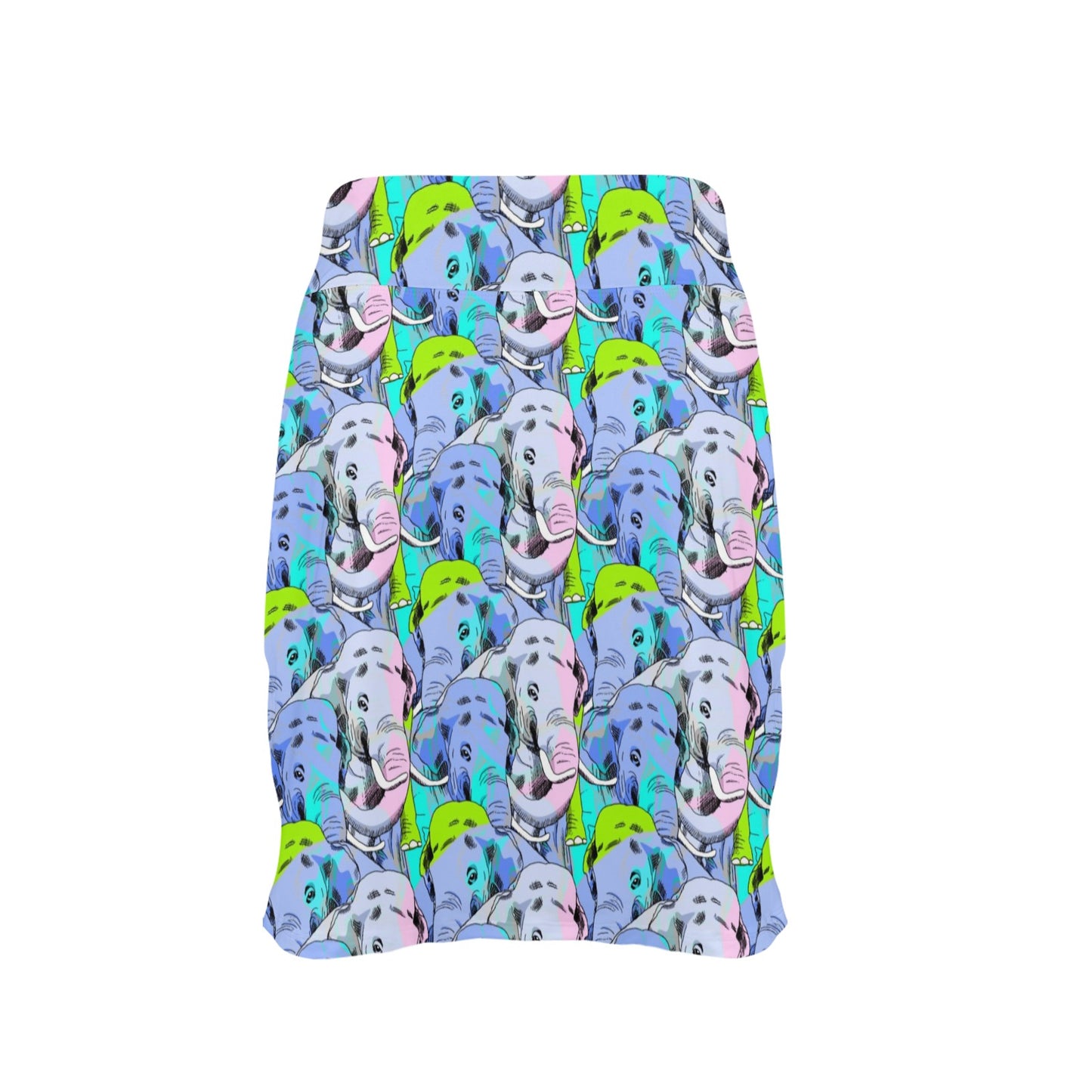 Elephant Art color Print Pattern 17" Golf & Pickleball Skort with Pockets