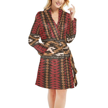 Native Pattern Print Design A02 Women's Fleece Robe