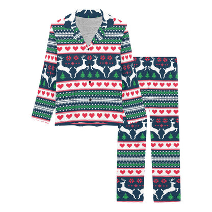 Reindeer Pattern Print Design 03 Women's Long Pajama Set