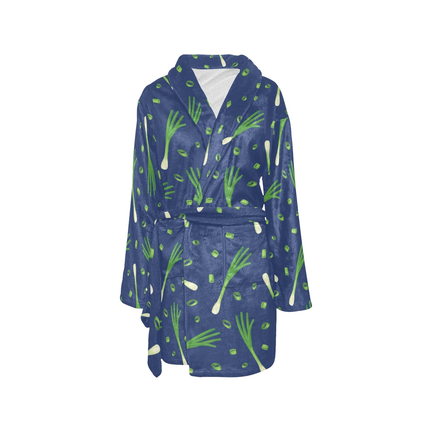 Leek Pattern Print Design 02 Women's Fleece Robe