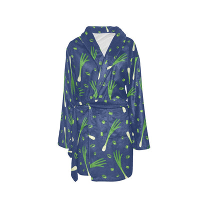 Leek Pattern Print Design 02 Women's Fleece Robe