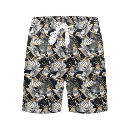 Hummingbird Gold Design Themed Print Men's Swim Trunks Beach Shorts