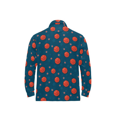 Basketball Pattern Print Design 02 Long Sleeve Polo Shirt For Men's
