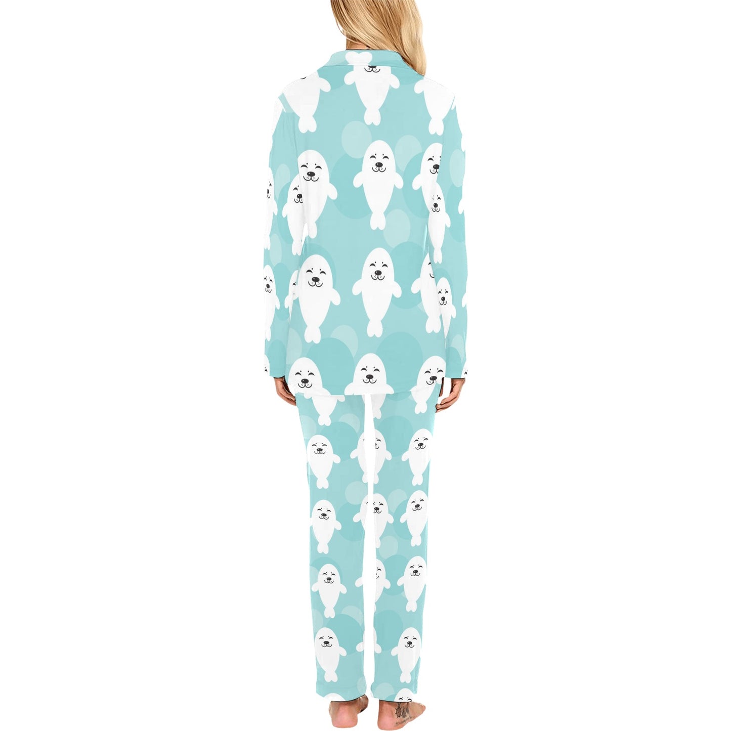 Sea Lion Baby Pattern Print Design 01 Women's Long Pajama Set