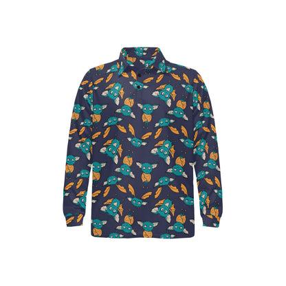 Bat Pattern Print Design 07 Long Sleeve Polo Shirt For Men's