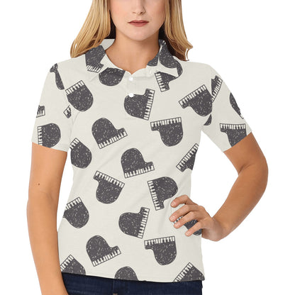 Piano Pattern Print Design 04 Women's Polo Shirt