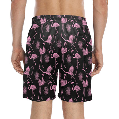Flamingo Pink Print Pattern Men's Swim Trunks Beach Shorts