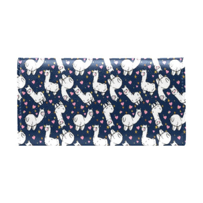 Alpaca Heart Star Design Themed Print Women's Trifold Wallet