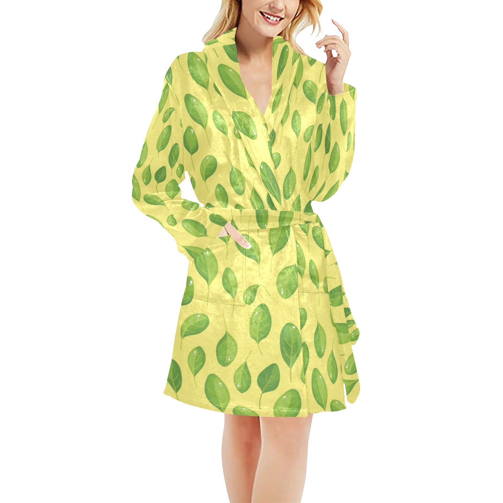 Spinach Print Design LKS302 Women's Fleece Robe