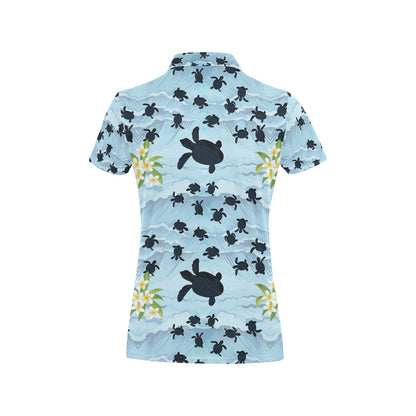Sea Turtle Pattern Print Design T011 Women's Polo Shirt
