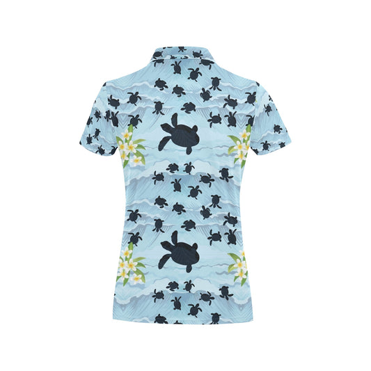 Sea Turtle Pattern Print Design T011 Women's Polo Shirt