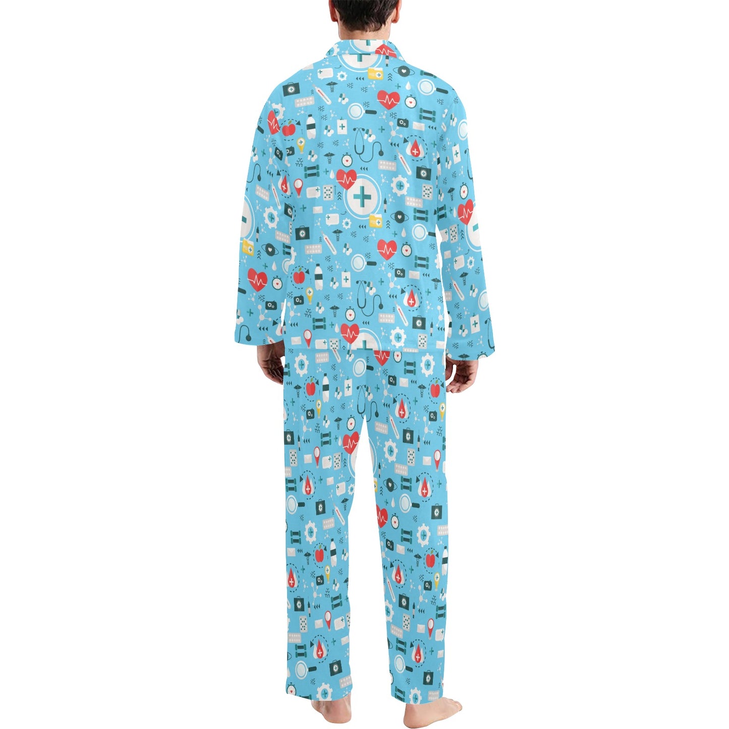 Medical Pattern Print Design 06 Men's Long Pajama Set