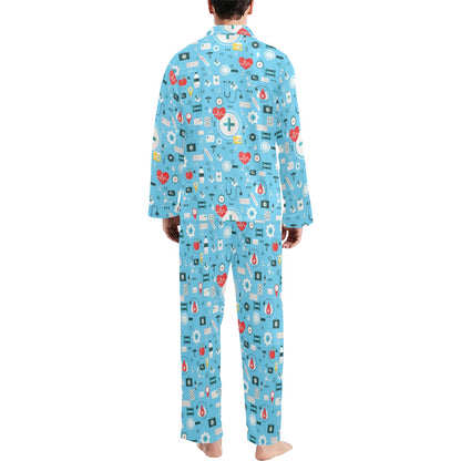 Medical Pattern Print Design 06 Men's Long Pajama Set