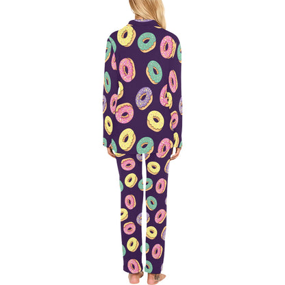 Donut Pattern Print Design DN08 Women's Long Pajama Set