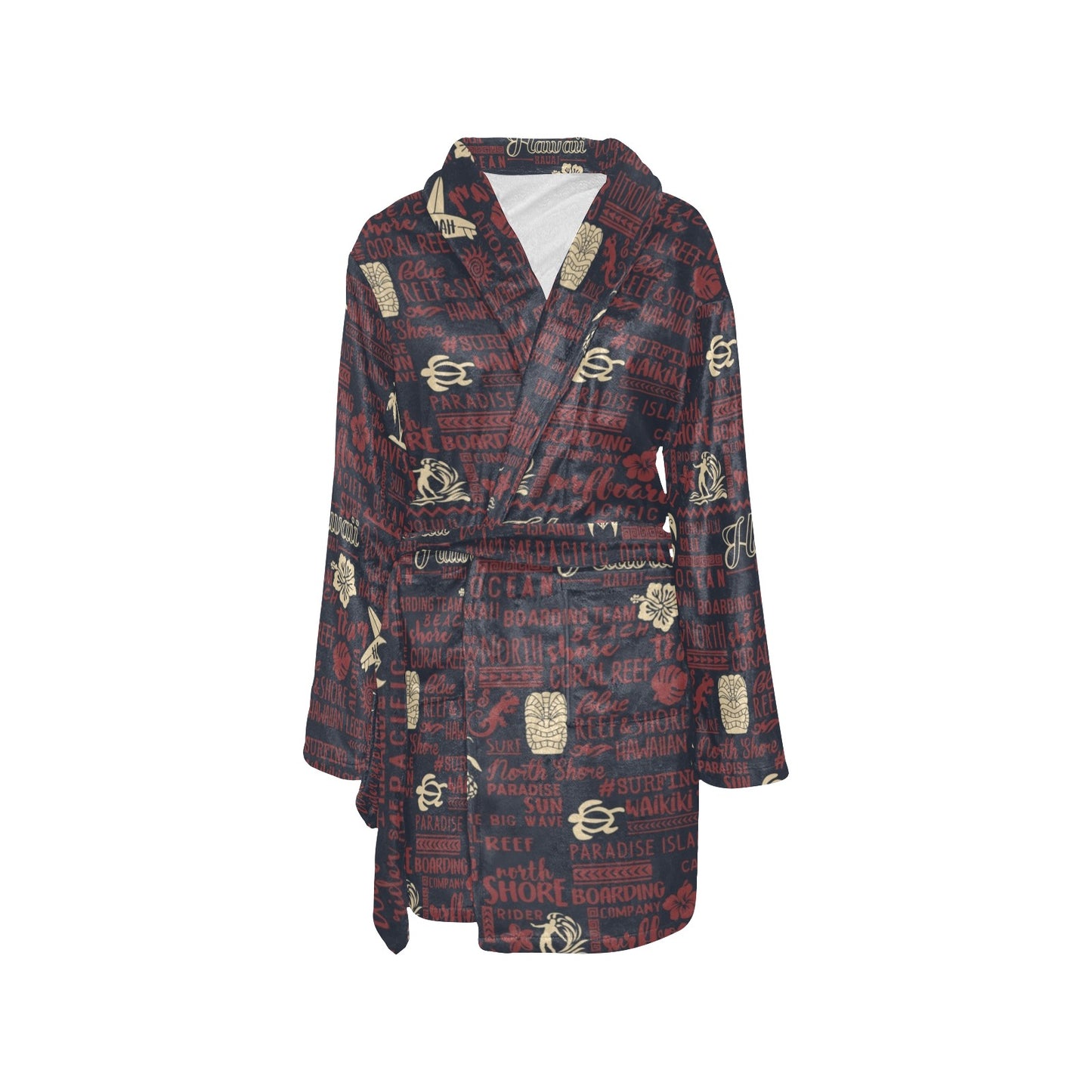 Hawaiian Themed Pattern Print Design H017 Women's Fleece Robe