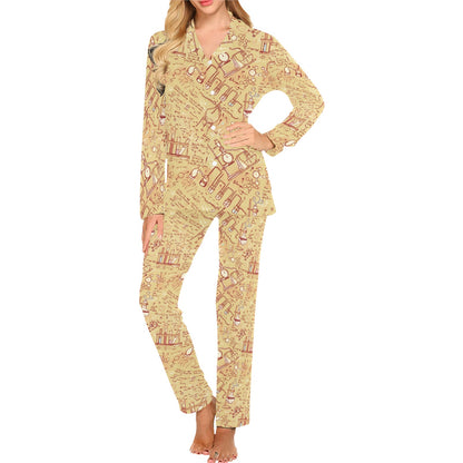 Chemical Pattern Print Design 01 Women's Long Pajama Set