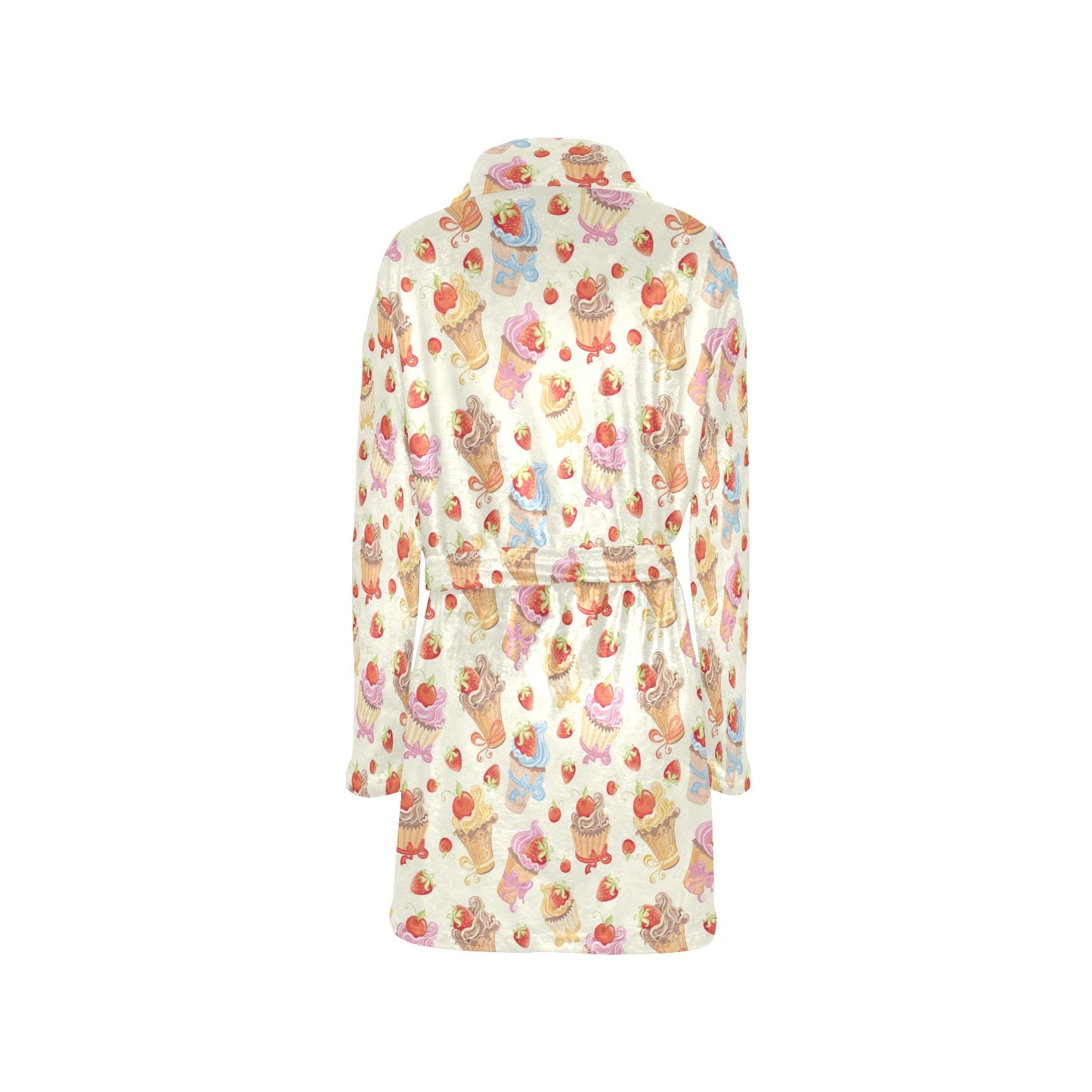 Cupcakes Strawberry Cherry Print Women's Fleece Robe