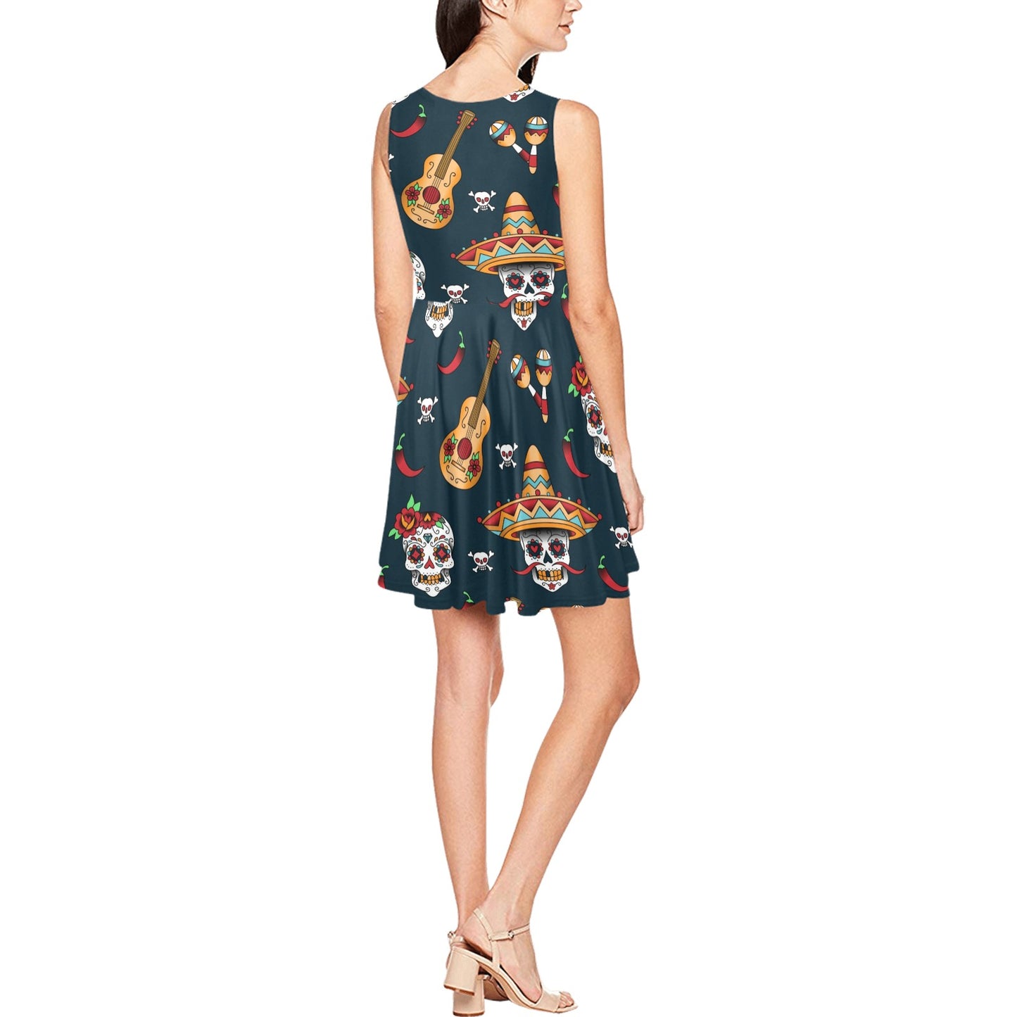 sugar skull Mexican Sleeveless Dress