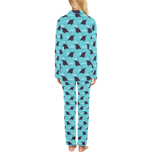 Manta Ray Print Design LKS403 Women's Long Pajama Set