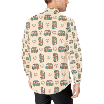 Hippie Van Peace Print Design LKS303 Men's Long Sleeve Dress Shirt