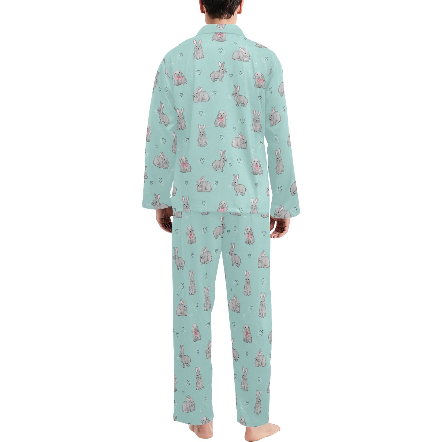 Bunny Pattern Print Design 02 Men's Long Pajama Set
