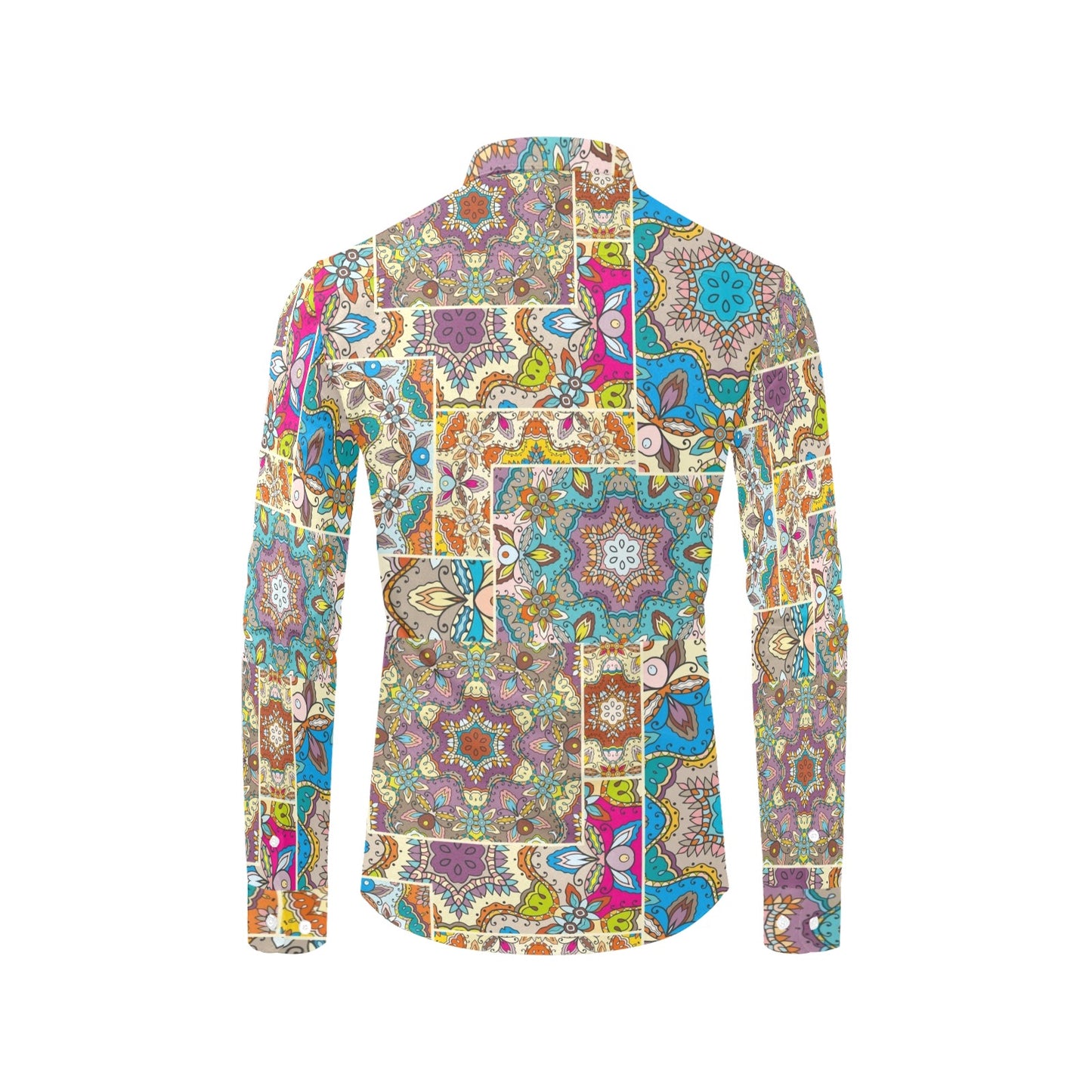 Patchwork Print Design LKS402 Men's Long Sleeve Dress Shirt