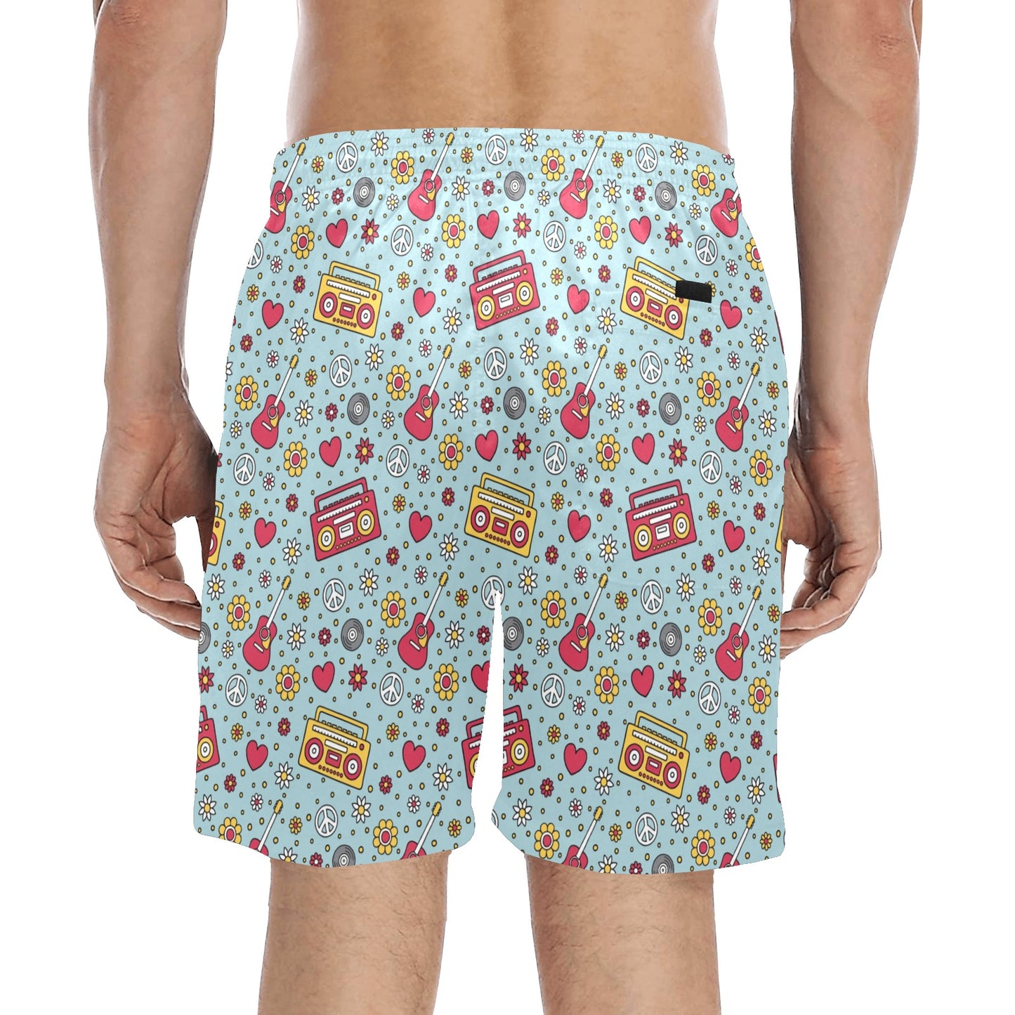 Hippie Print Design LKS307 Men's Swim Trunks Beach Shorts