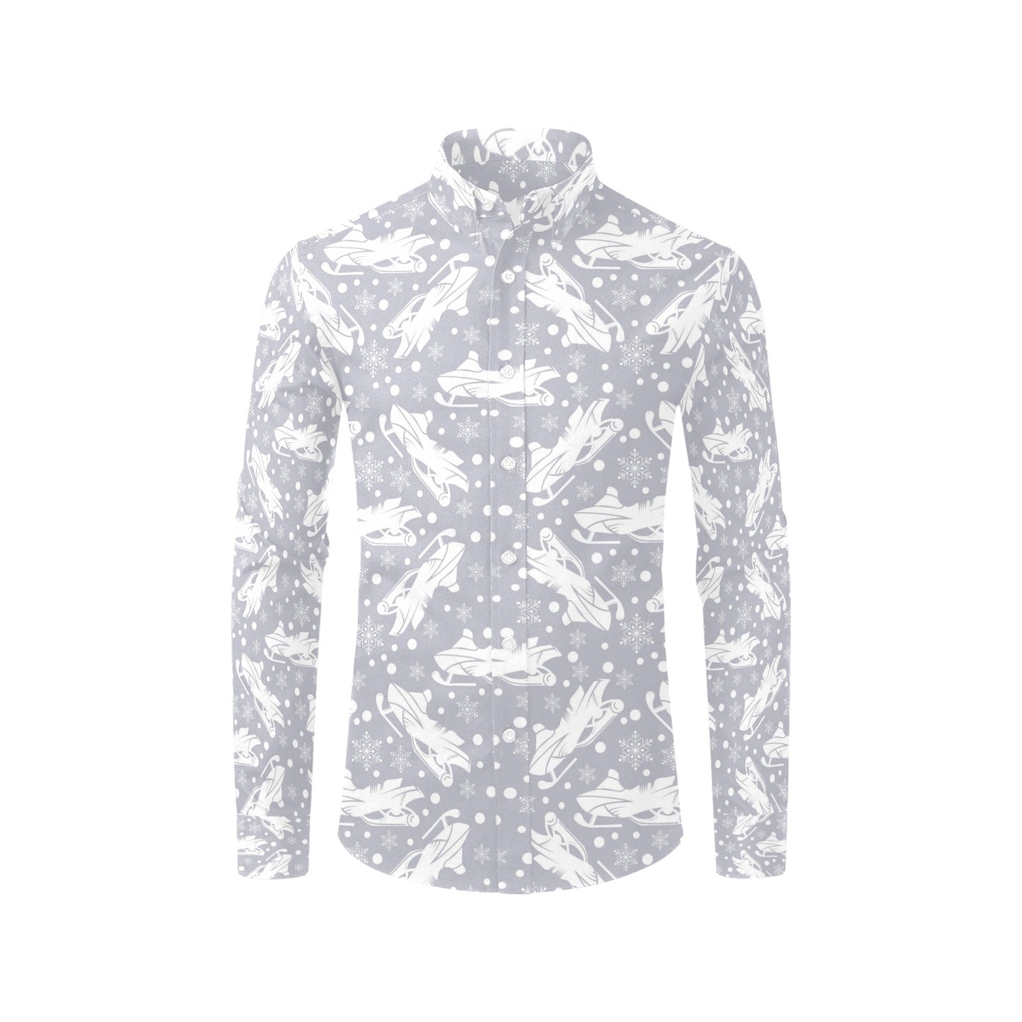 Snowmobile Print Design LKS302 Men's Long Sleeve Dress Shirt