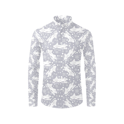 Snowmobile Print Design LKS302 Men's Long Sleeve Dress Shirt