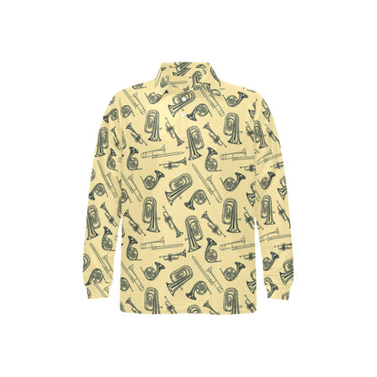 Tuba Pattern Print Design 01 Long Sleeve Polo Shirt For Men's