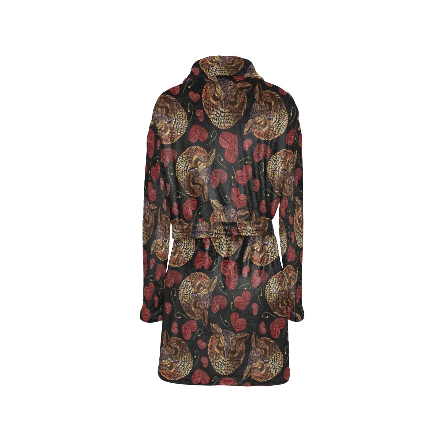 Owl Pattern Print Design A08 Women's Fleece Robe