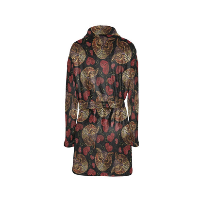 Owl Pattern Print Design A08 Women's Fleece Robe