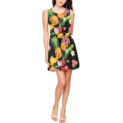 Tropical Fruits Pattern Print Design TF02 Sleeveless Dress