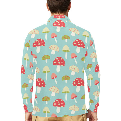 Mushroom Pattern Print Design A01 Long Sleeve Polo Shirt For Men's