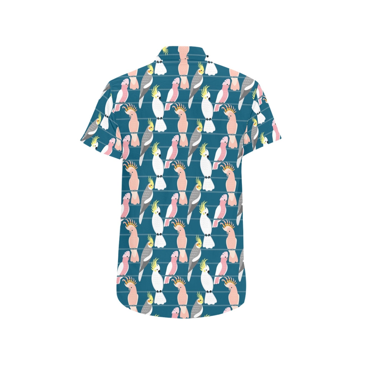Cockatoo Print Design LKS401 Men Short Sleeve Button Up Shirt