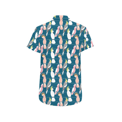 Cockatoo Print Design LKS401 Men Short Sleeve Button Up Shirt