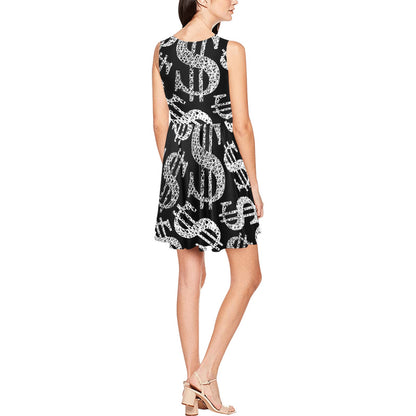 Money Pattern Print Design 02 Sleeveless Dress