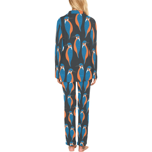 Kingfisher Pattern Print Design 03 Women's Long Pajama Set
