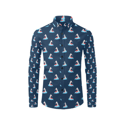 Shark Print Design LKS3010 Men's Long Sleeve Dress Shirt